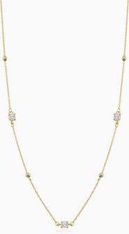 Oradina 14K Yellow Gold Seeing Sparks Station Necklace