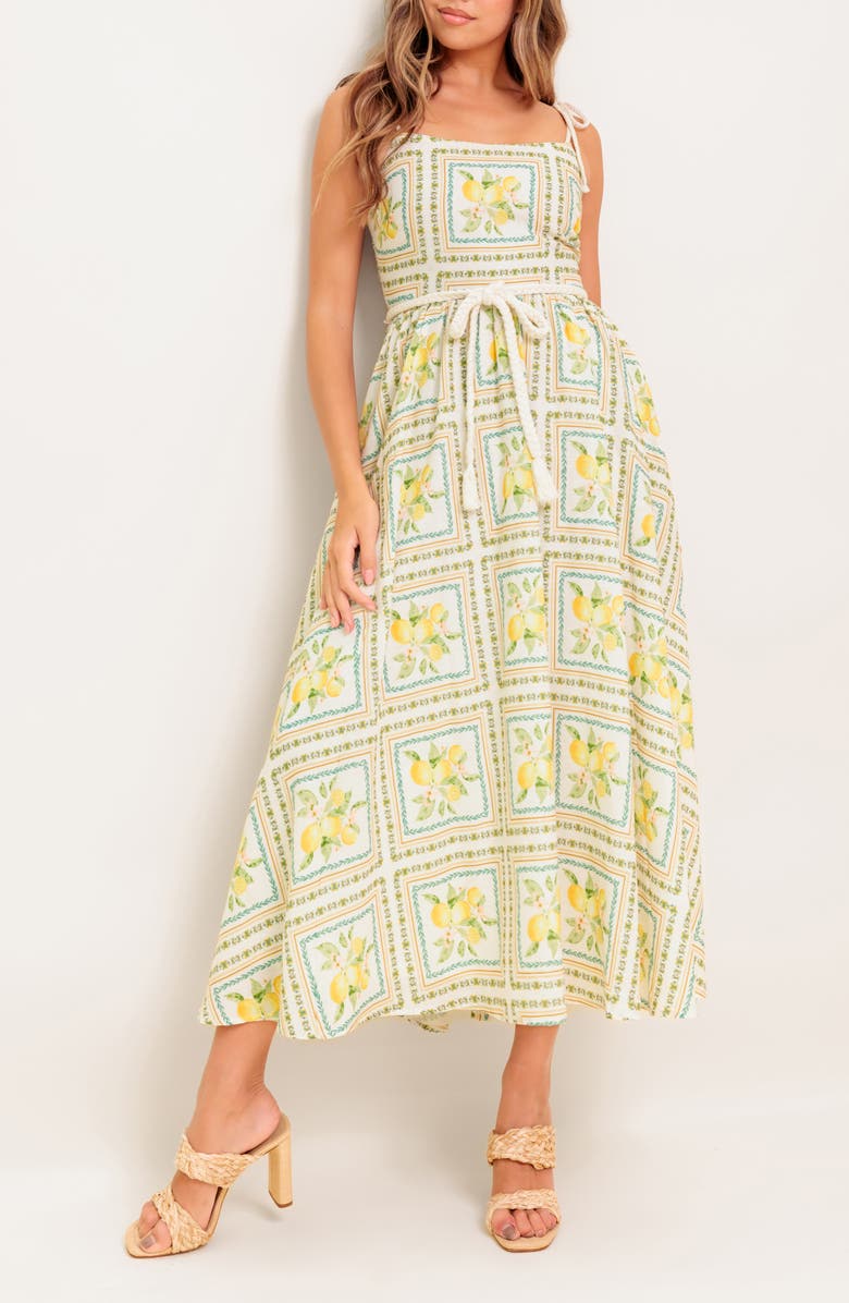 FLYING TOMATO Print Maxi Dress, Alternate, color, Ivory