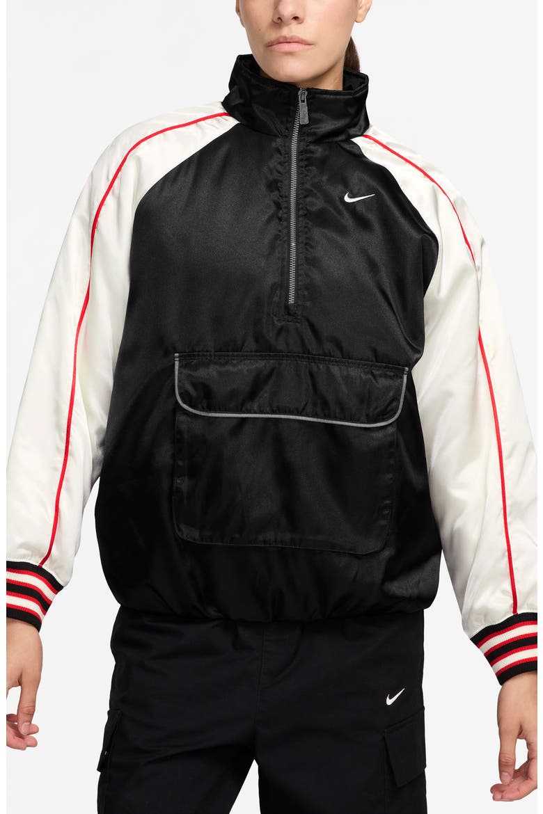Sportswear Street Insulated Track Half Zip Anorak, Main, color, BLACK/ SAIL/ UNIVERSITY RED