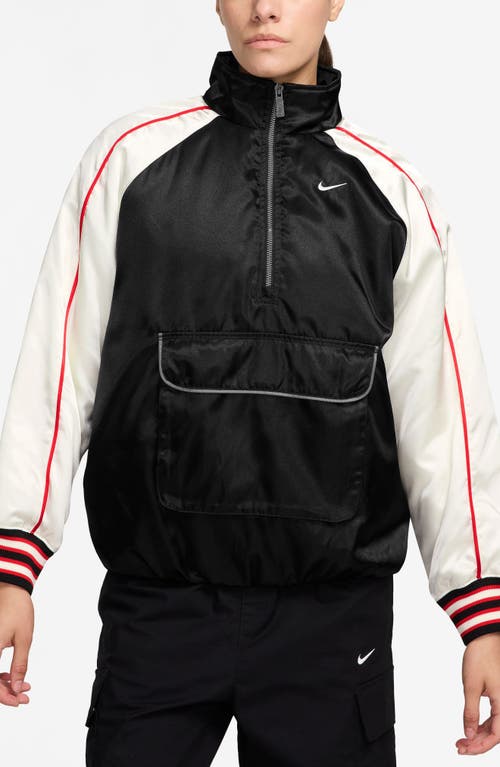 Nike Sportswear Street Insulated Track Half Zip Anorak In Black/sail/university Red