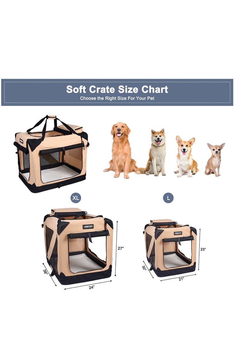 JESPET Soft Pet Crate 36" Beige, Dogs & Cats, 70Lb Capacity, Alternate, color, Multicolored