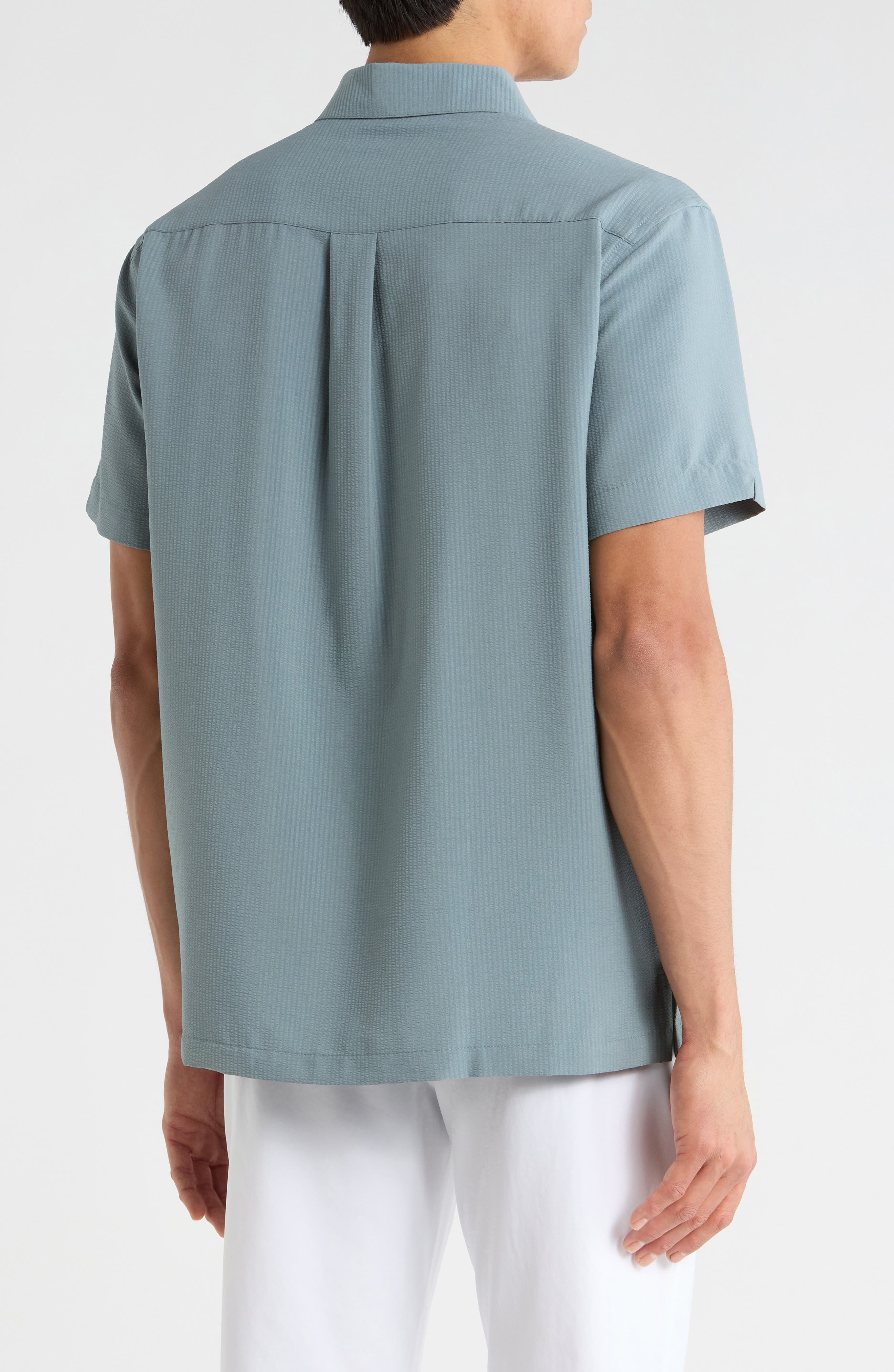 Seersucker Short Sleeve Button-Up Shirt - image 4