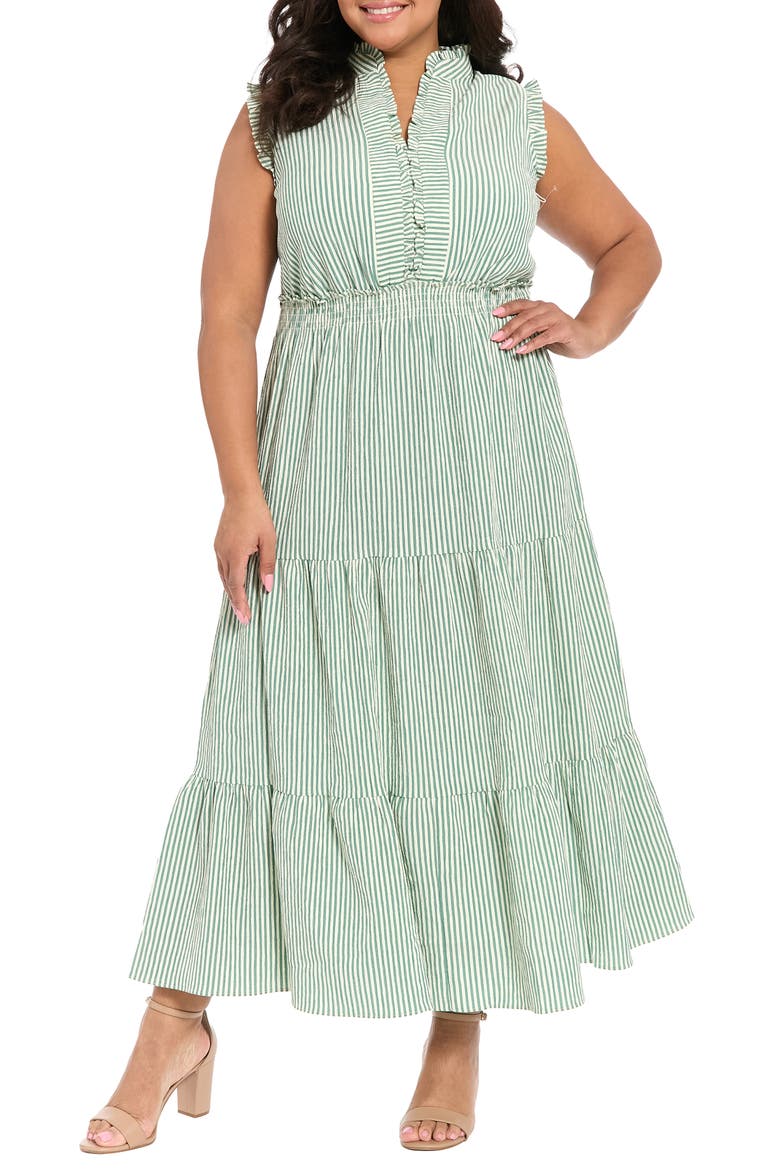 Stripe Ruffle Tiered Maxi Dress, Main, color, AVENTURINE