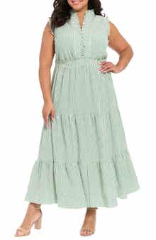 Stripe Ruffle Tiered Maxi Dress