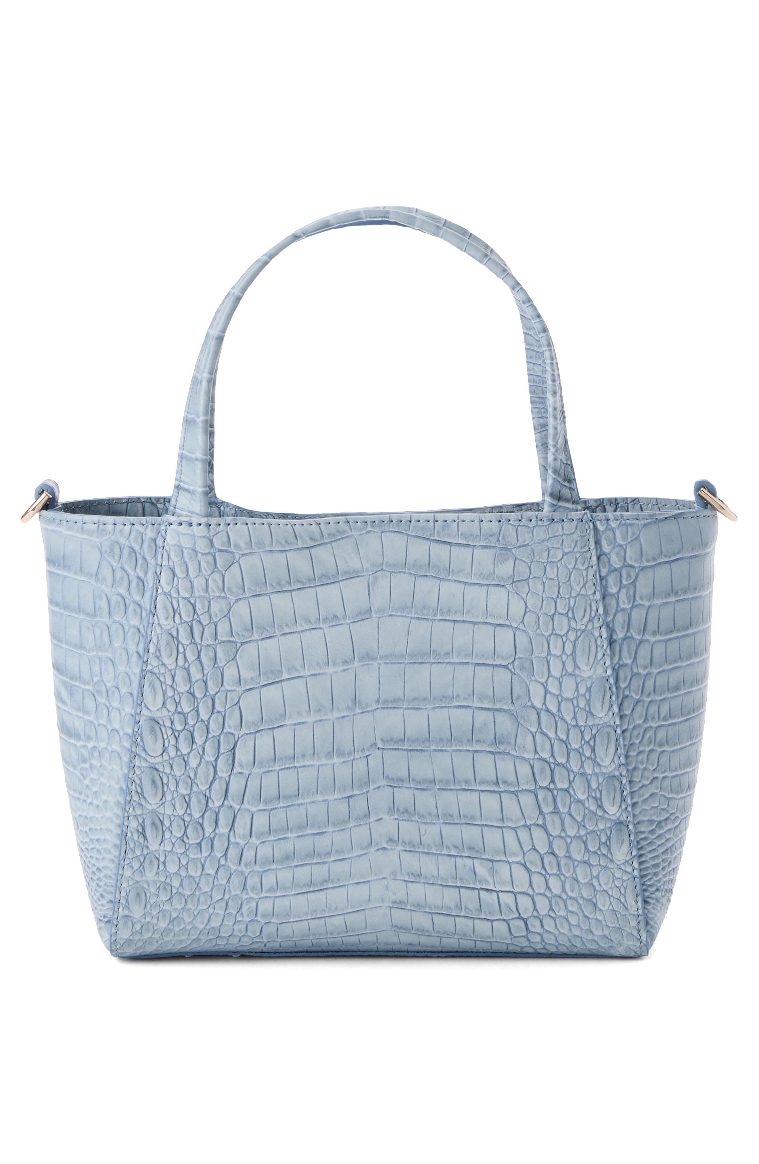 Brahmin Small Mona Croc Embossed Leather Top Handle Bag, Alternate, color, Stonewash