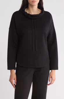 MAX STUDIO Funnel Neck Waffle Knit Pullover