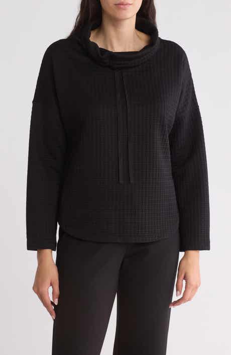 MAX STUDIO Funnel Neck Waffle Knit Pullover