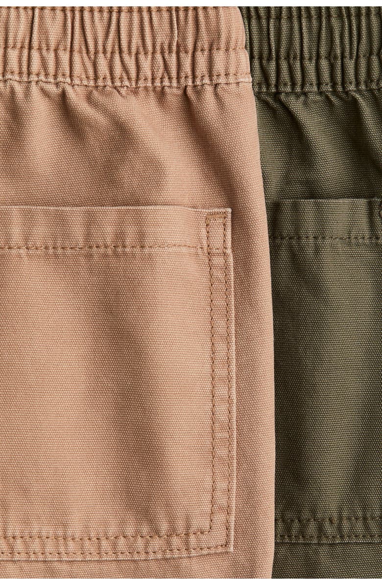 H&M 2-pack Canvas Shorts, Alternate, color, Dark Beige/Dark Khaki Green