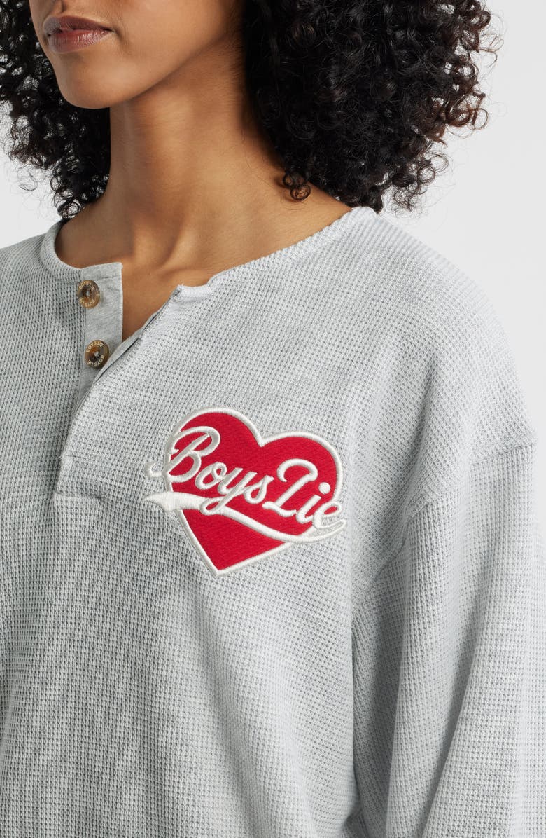 BOYS LIE Signature Thermal Crewneck Sweatshirt, Alternate, color, Light Heather Grey