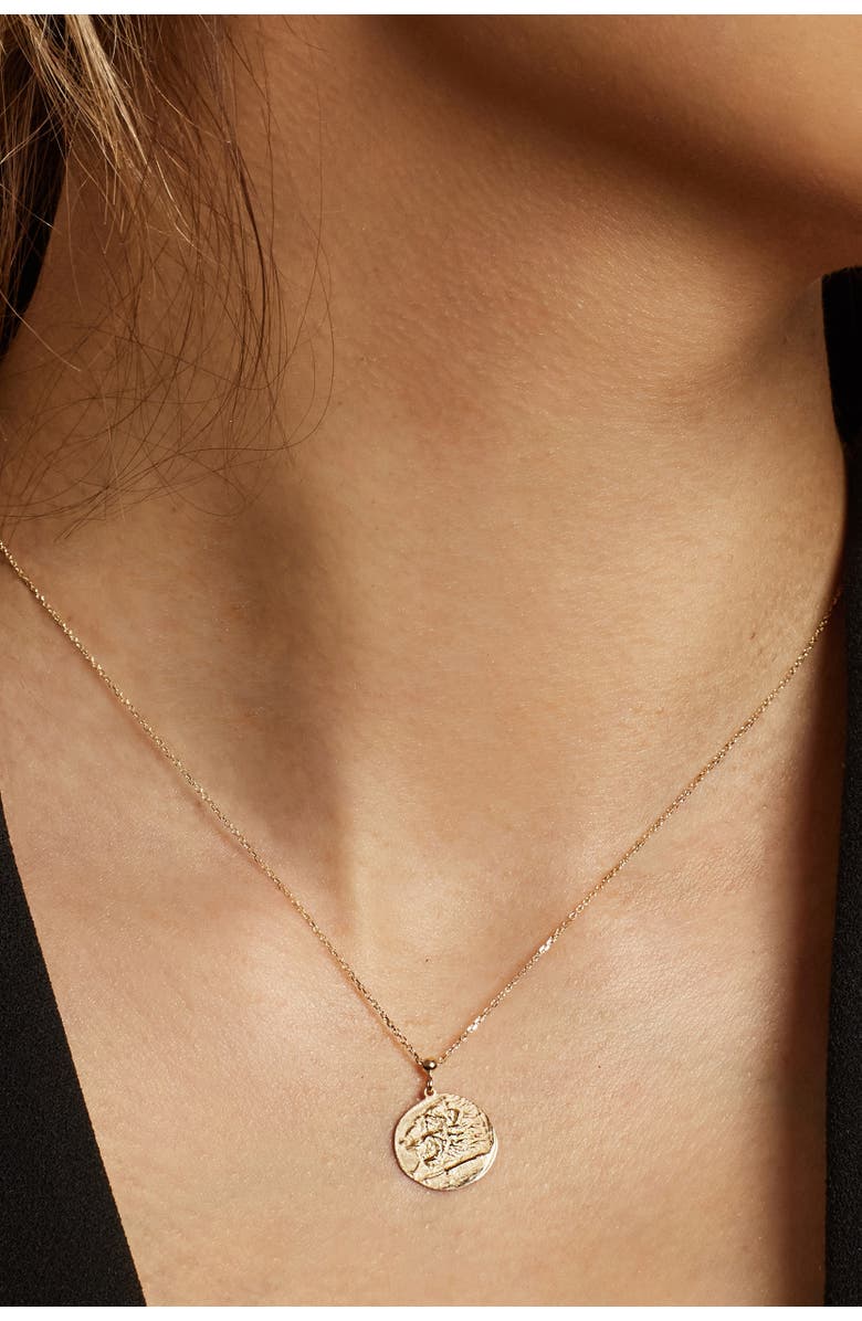 Oradina 14K Yellow Gold Greek Lion Medallion Necklace, Alternate, color, Yellow Gold