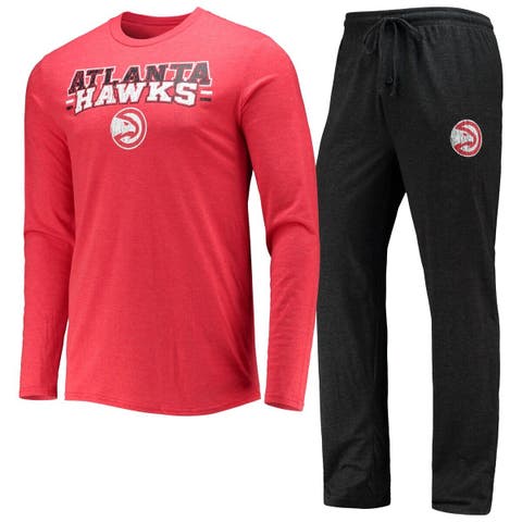 Men's Concepts Sport Black/Red Atlanta Hawks Long Sleeve T-Shirt & Pants Sleep Set