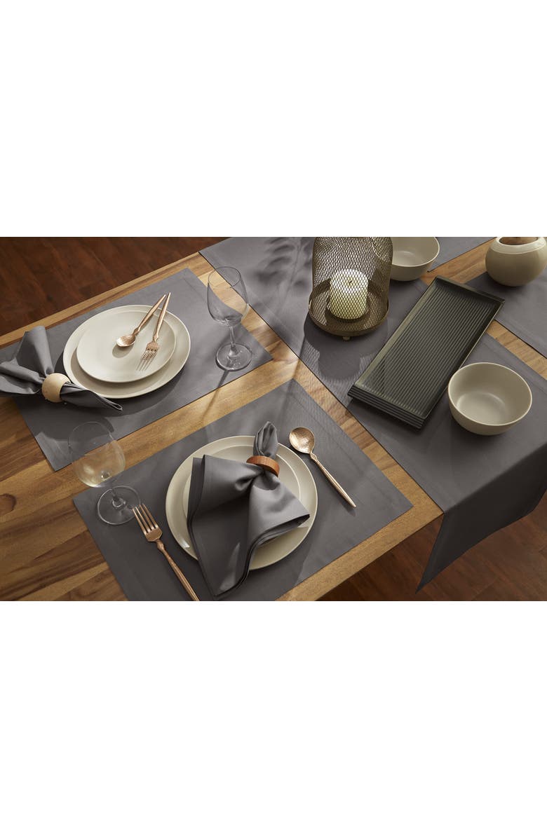 Solino Home Cotton Linen Placemats - Dru, 14" x 19" Inch, Alternate, color, Grey