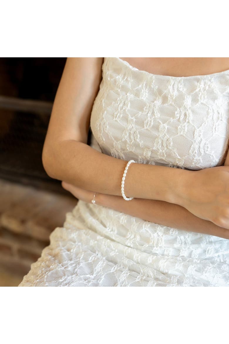 Natural Freshwater Real Seed Pearl Strand Bracelet, Alternate, color, Silver
