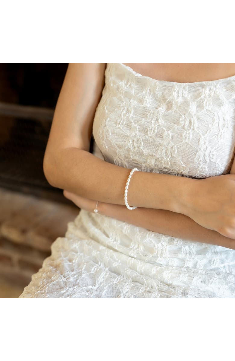 Spero London Natural Freshwater Real Seed Pearl Strand Bracelet, Alternate, color, Silver