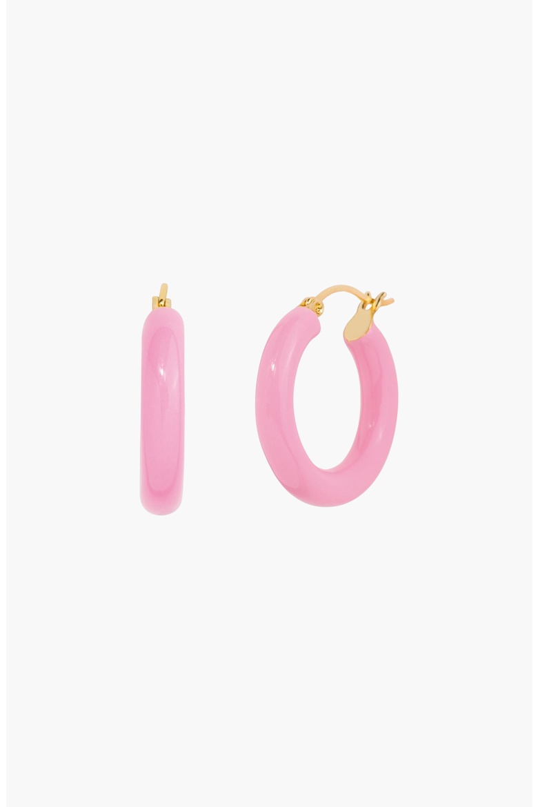 Sasha Enamel Hoop Earrings, Main, color, Pink