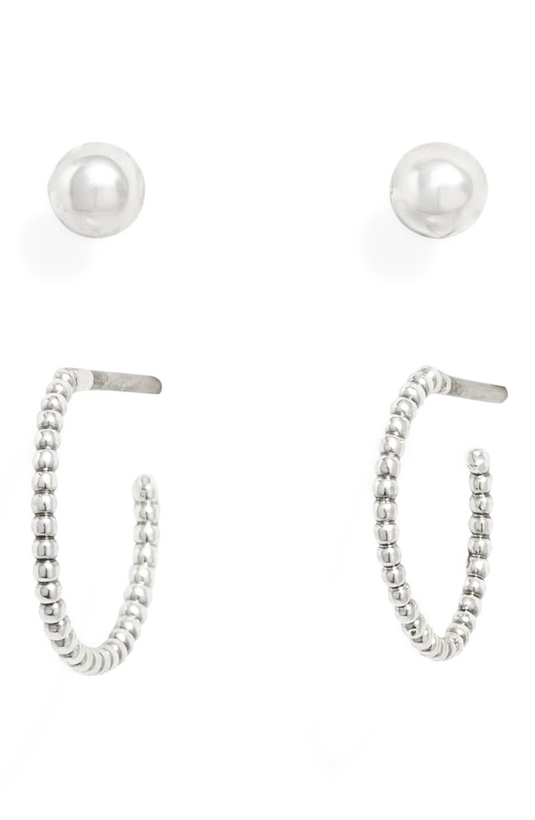 AllSaints Set of 2 Stud & Huggie Hoop Earrings, Main, color,