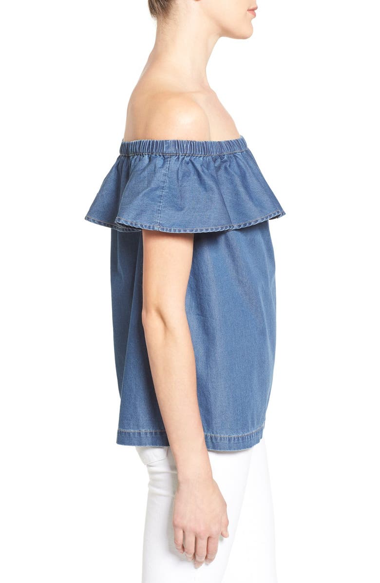 Chelsea28 Off the Shoulder Chambray Top, Alternate, color, 