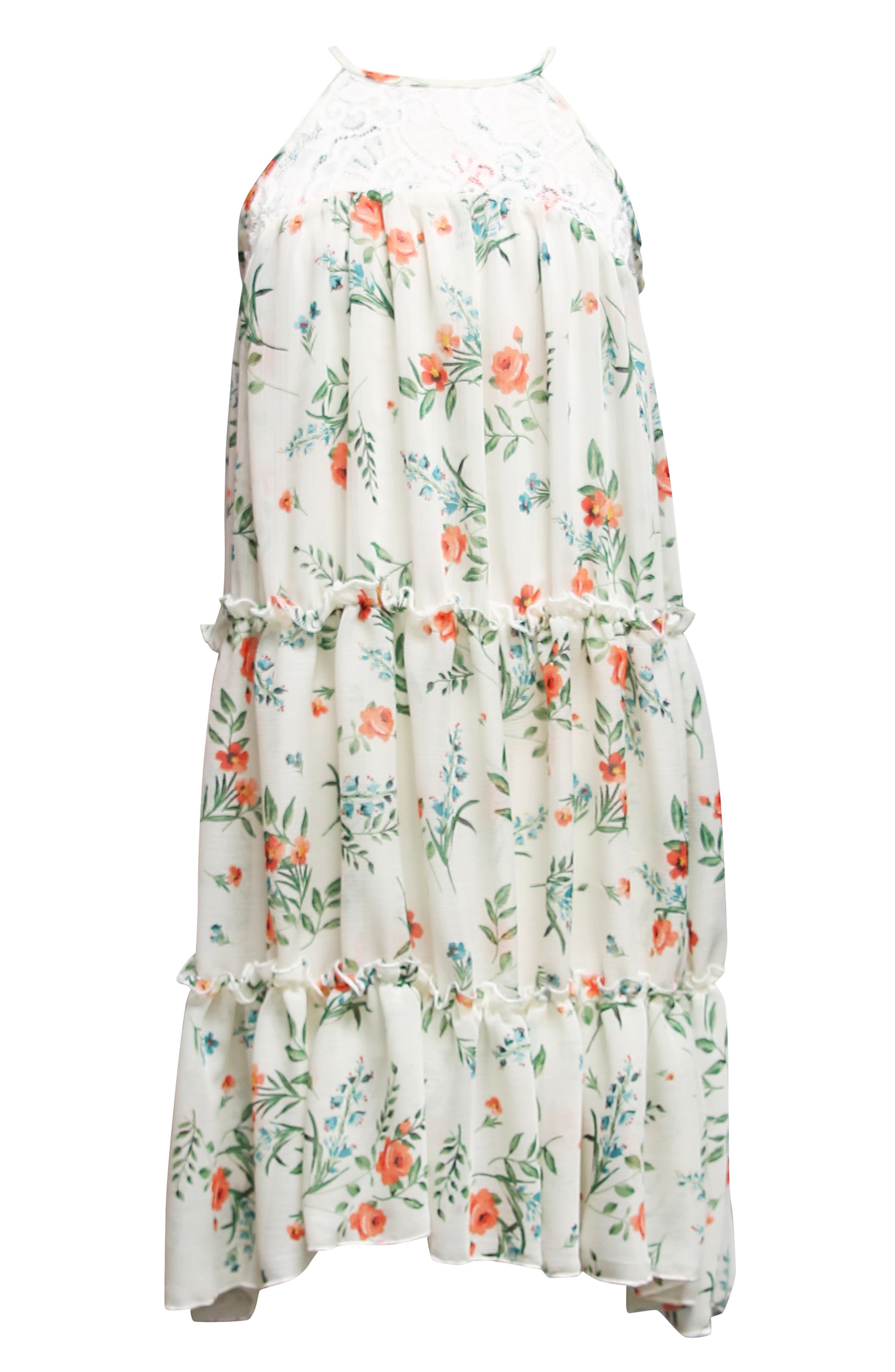 Kids' Floral Lace Bodice Trapeze Dress