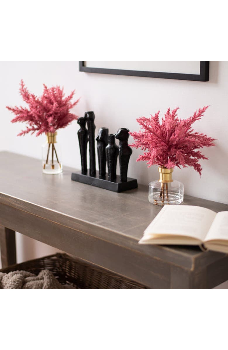 Darby Creek Trading Mauve Pink Faux Pampas Grass Everyday Spring Fall Water Illusion Arrangement In Glass Bud Vase, Alternate, color, Pink Short