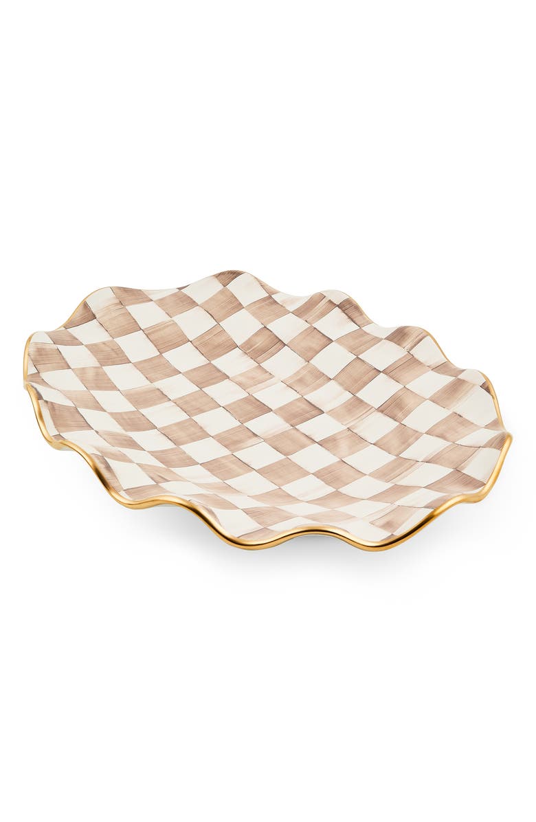 MACKENZIE CHILDS Mocha Check Ceramic Large Serving Platter, Alternate, color, Mocha