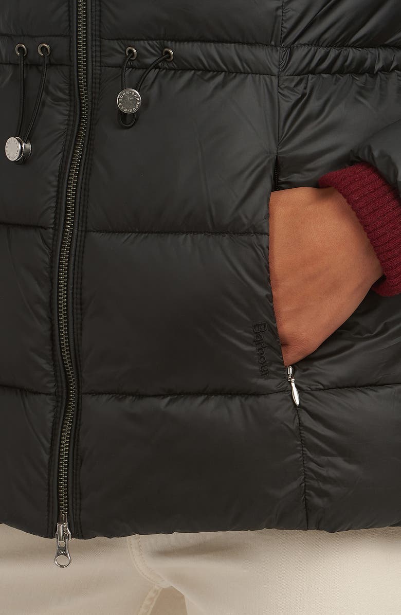 Barbour Angus Faux Fur Trim Puffer Jacket, Alternate, color, 