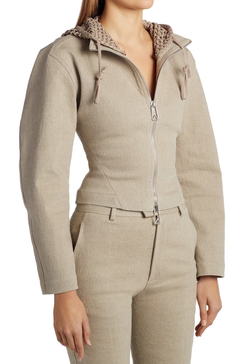 Bottega Veneta Crop Stretch Linen Jacket, Alternate, color, 