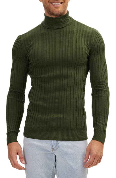 Roll Neck Rib Knit Sweater