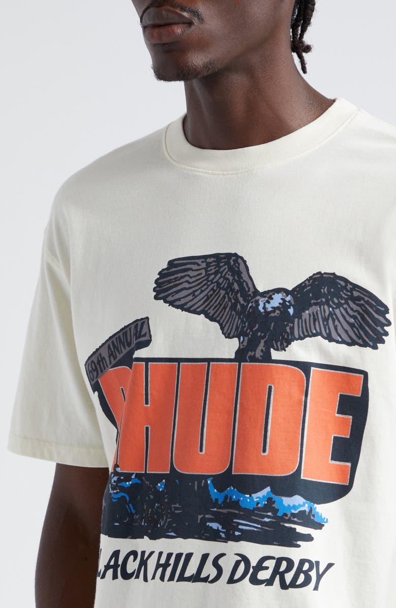 Rhude Black Hills Derby Oversize Graphic T-Shirt, Alternate, color,