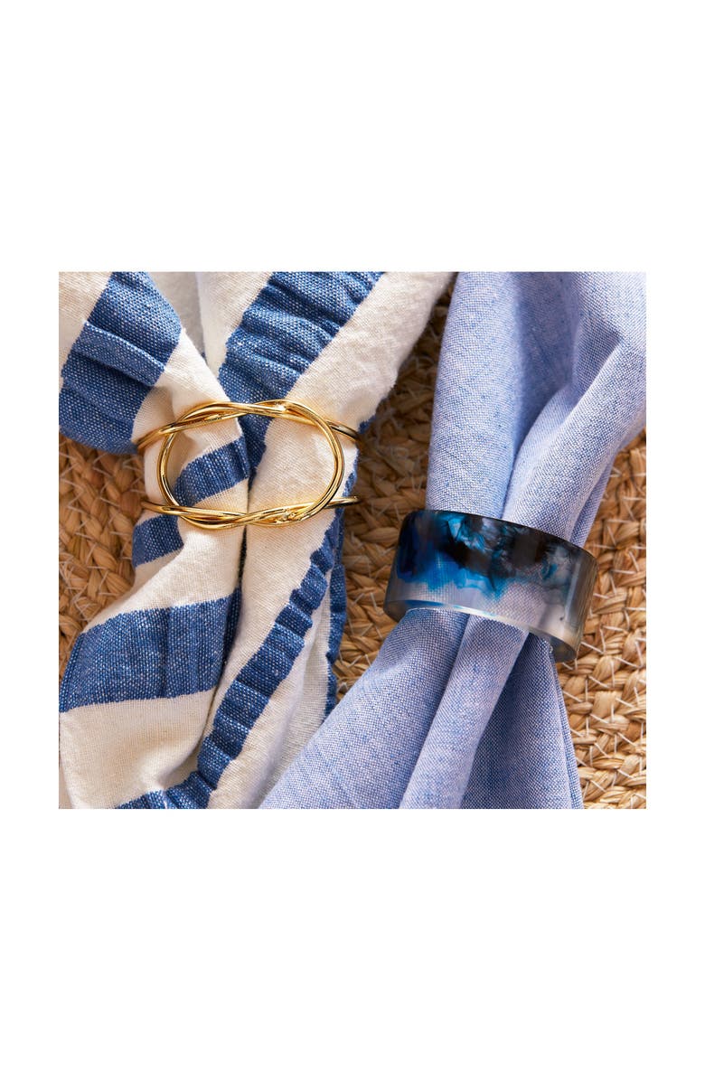 tag Blue Multi Ink Napkin Rings Summer Resin Holders Wipe Clean, Alternate, color, Blue