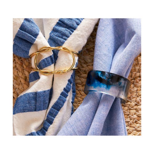 Tag Blue Multi Ink Napkin Rings Summer Resin Holders Wipe Clean In Blue