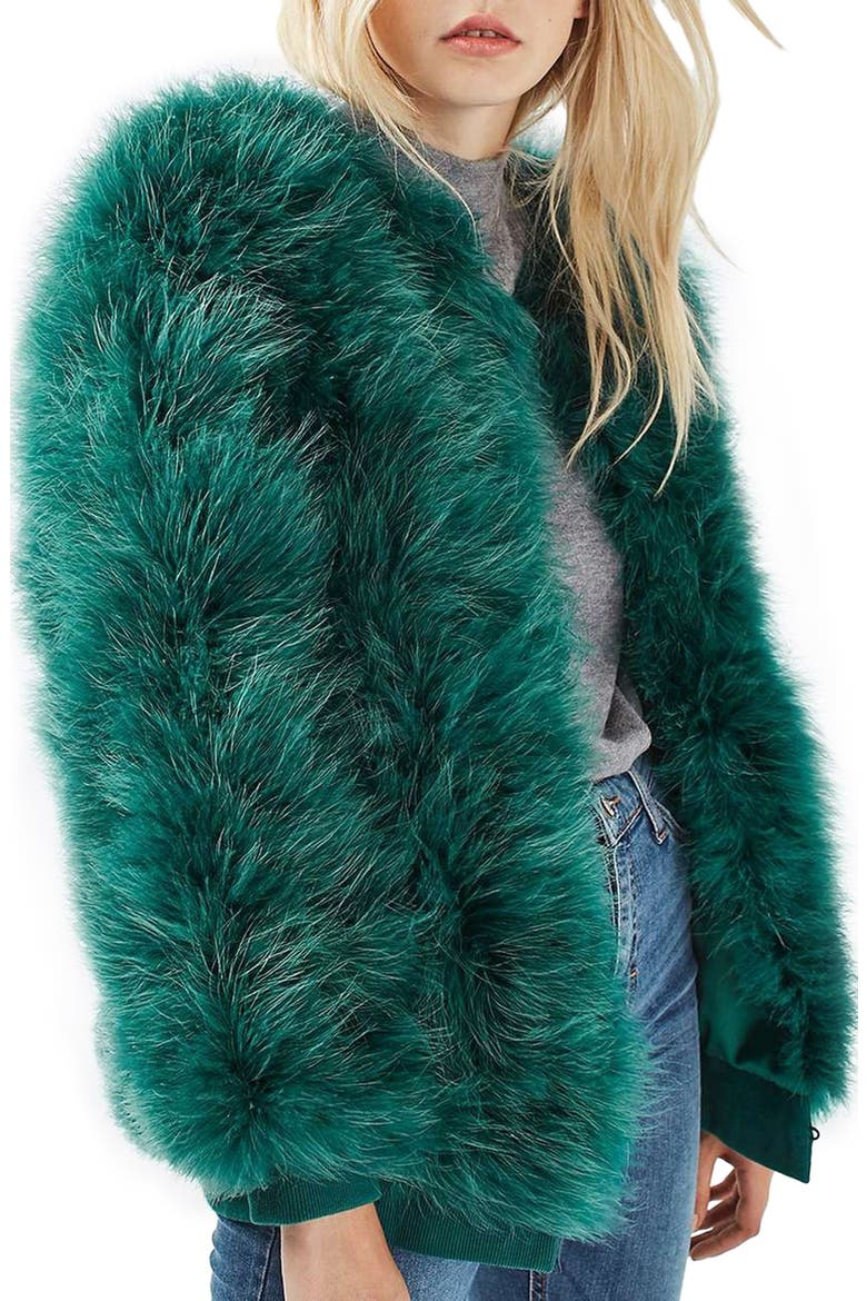 Ozzy Marabou Feather Coat, Alternate, color, GREEN