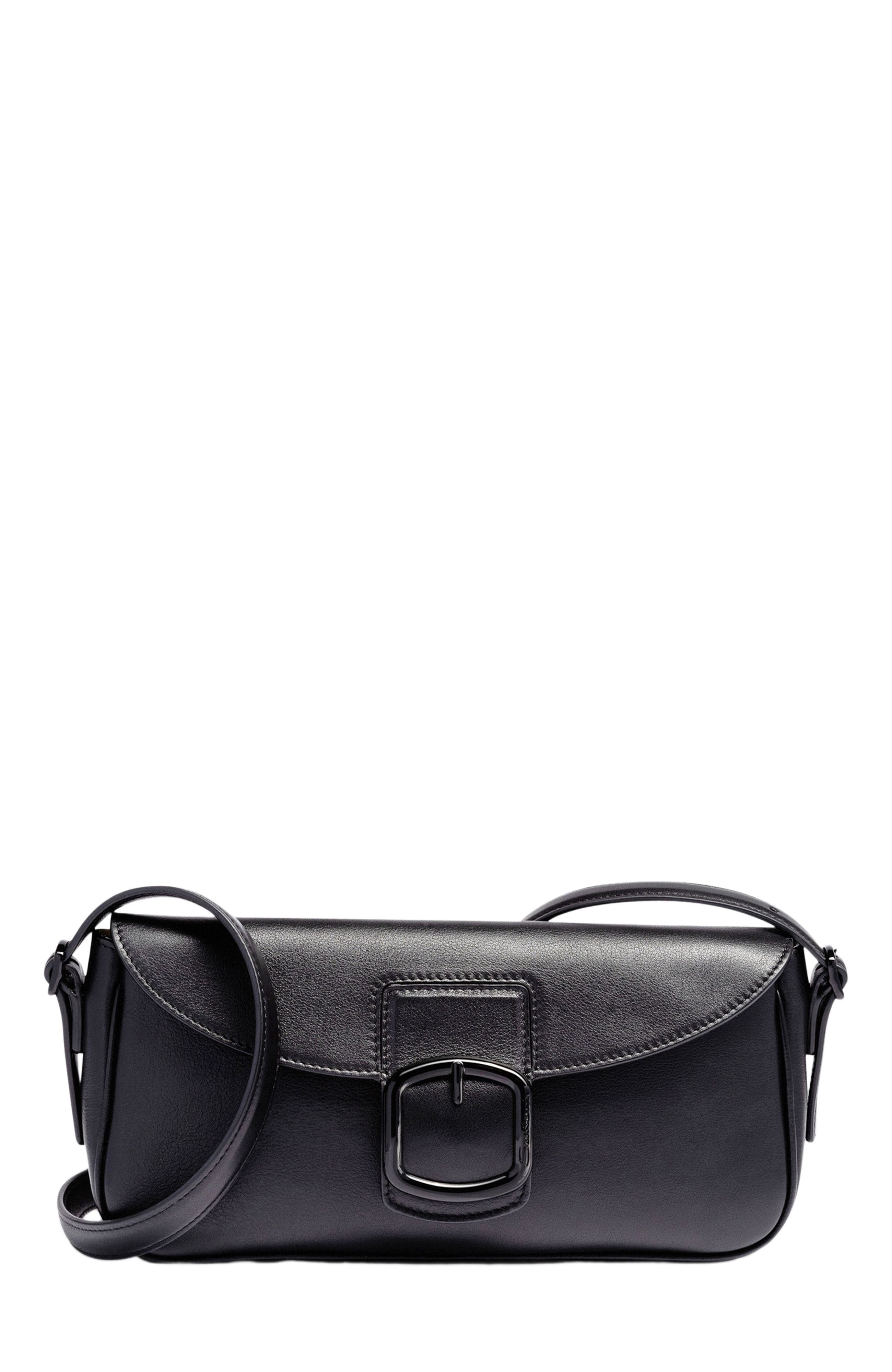 Santoni Leather shoulder bag, Main, color, Black