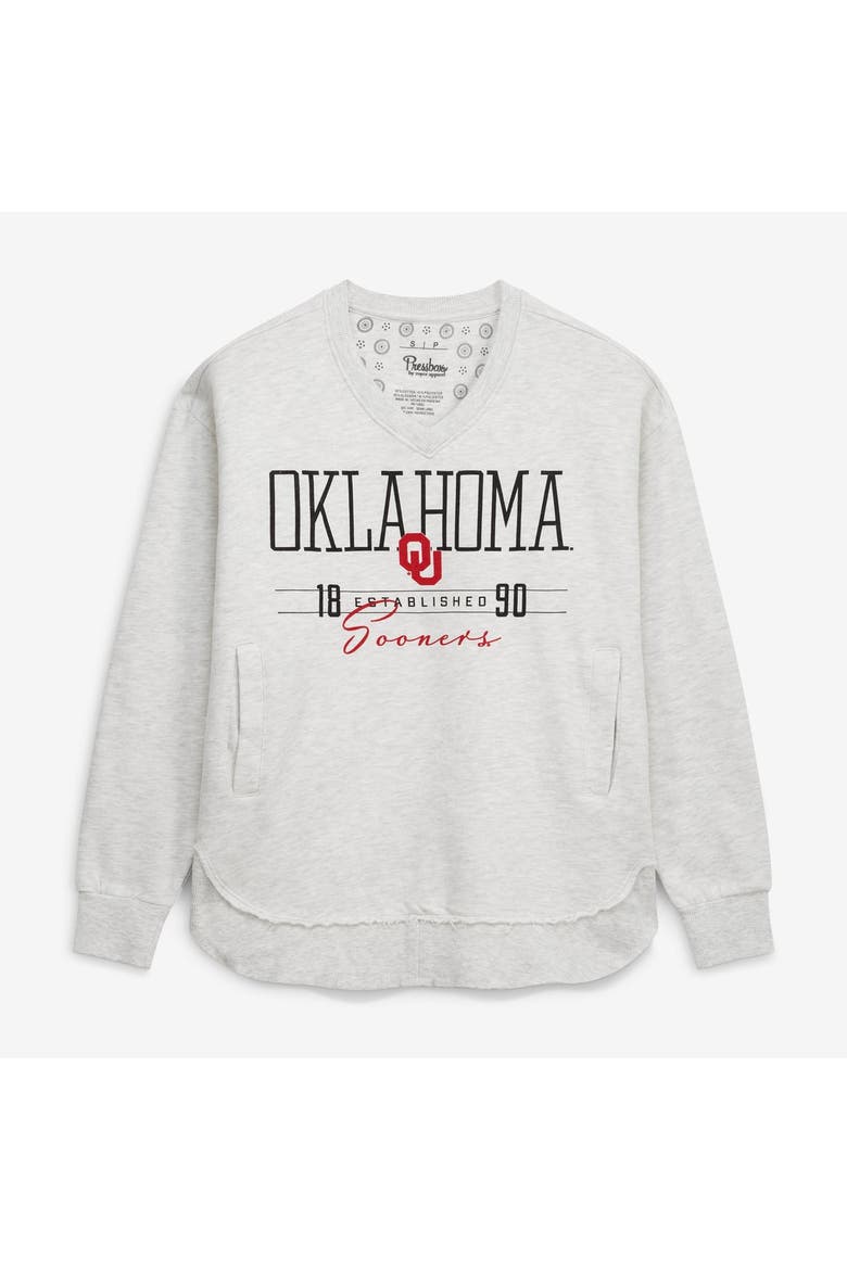 Women's Pressbox  Heather Gray Oklahoma Sooners Marcus East Hall Poncho V-Neck Sweatshirt, Main, color, Heather Gray