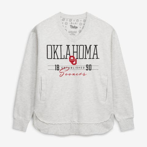 Women's Pressbox  Heather Gray Oklahoma Sooners Marcus East Hall Poncho V-Neck Sweatshirt
