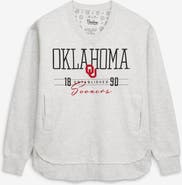 PRESSBOX Women's Pressbox Heather Gray Oklahoma Sooners Marcus East Hall Poncho V-Neck Sweatshirt