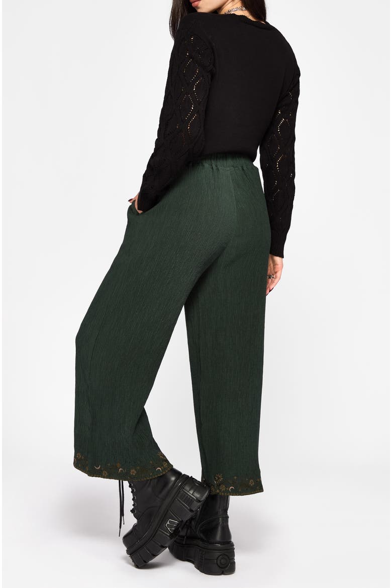 Elio Crinkle Embroidered Culotte, Alternate, color, Green