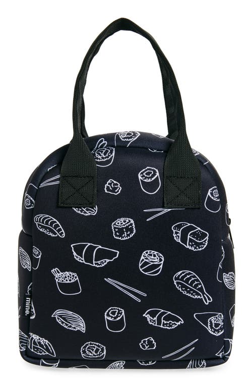 Mytagalongs Abstract Checkered Foodie Tote Bag In Black/white Sushi