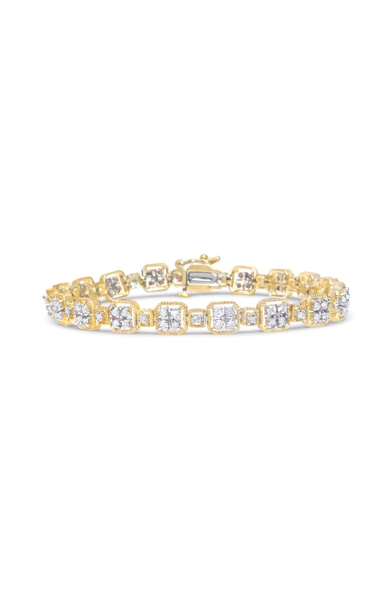 10K Yellow Gold 2.0 Cttw Diamond Square Link Bracelet - ", Main, color, Yellow
