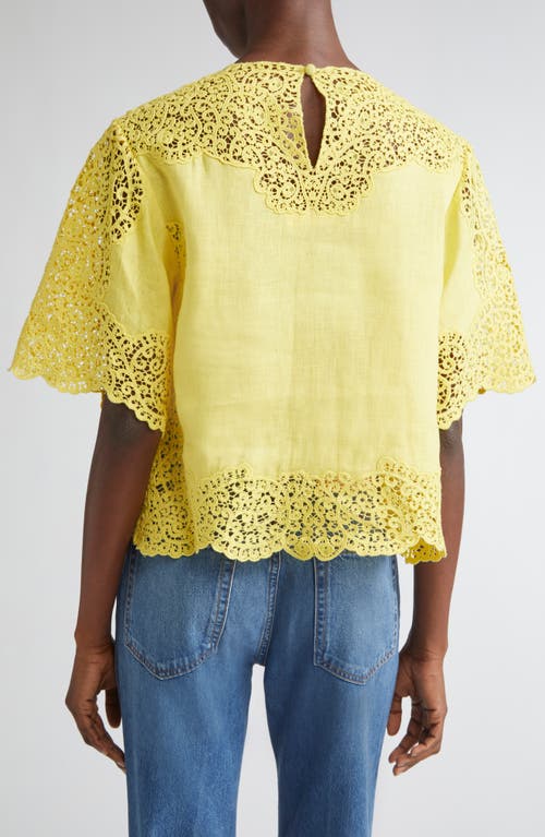 Ulla Johnson Kadene Lace Linen Top In Yellow