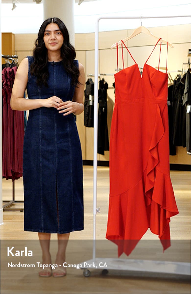 Deep V-Neck Handkerchief Hem Cocktail Dress, sales video thumbnail