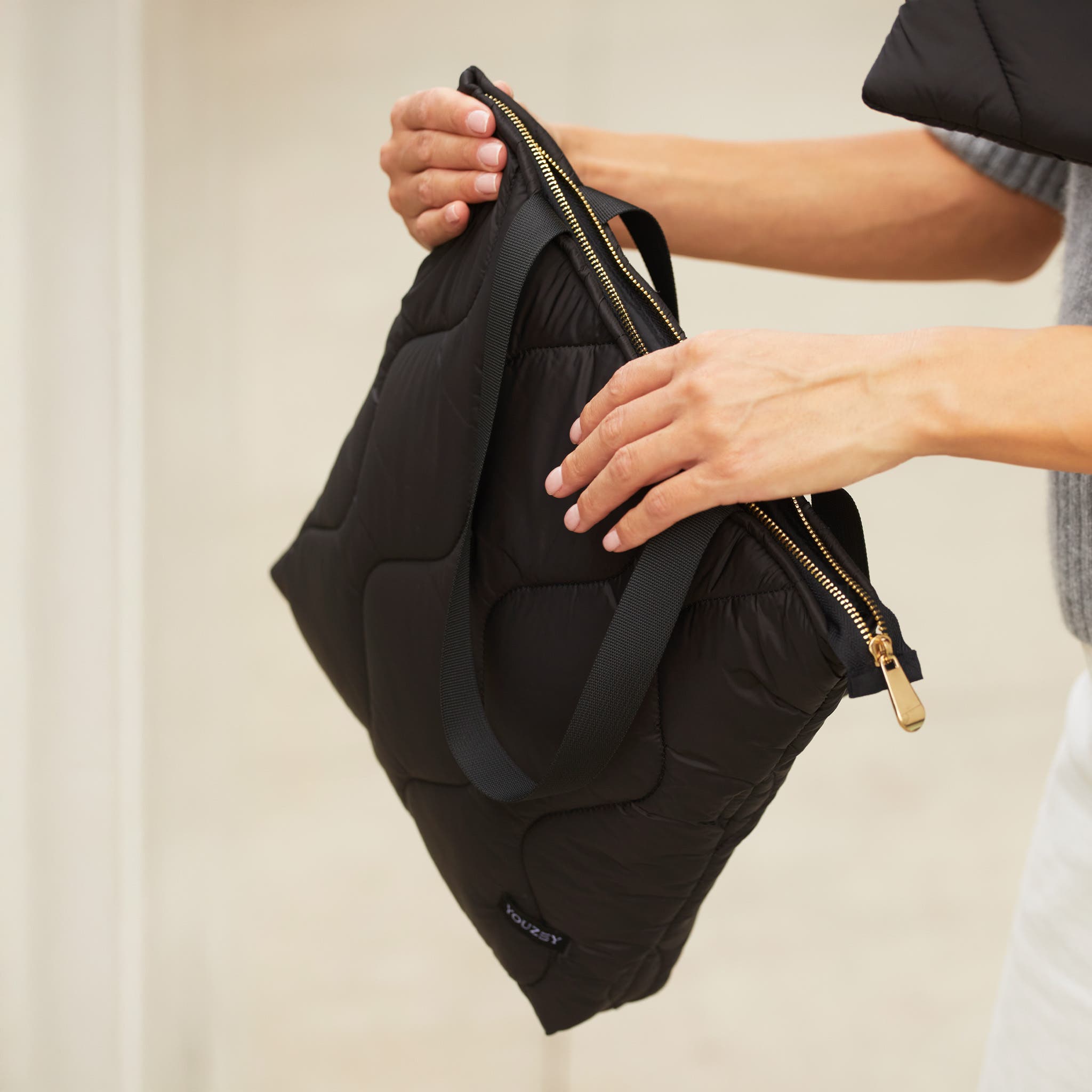 Youzey The Slim Puffer Tote, Alternate, color, Black