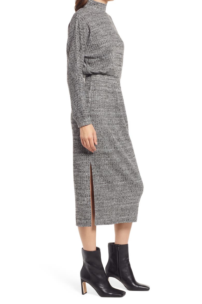 Ribbed Long Sleeve Sweater Dress, Alternate, color, CHARCOAL