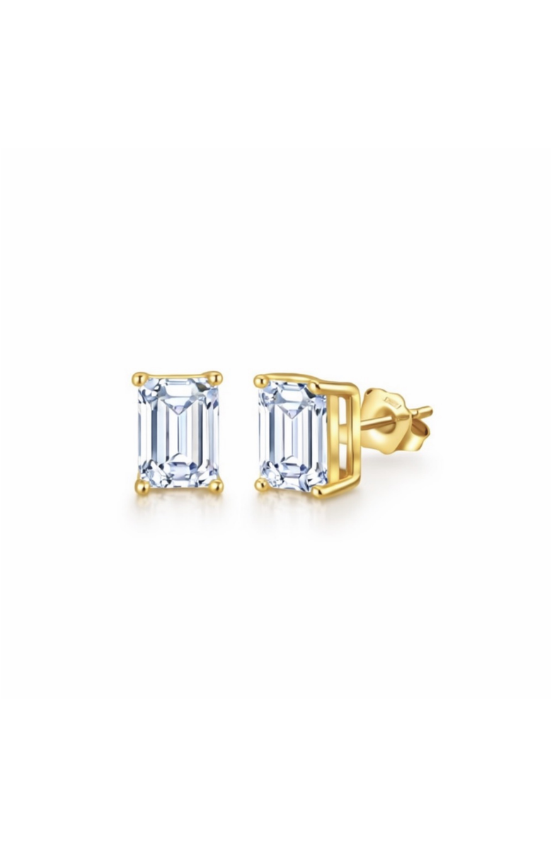 DLORIA Valentina Moissanite 1 ct. Emerald Cut Stud Earrings in Gold Vermeil, Alternate, color, Gold