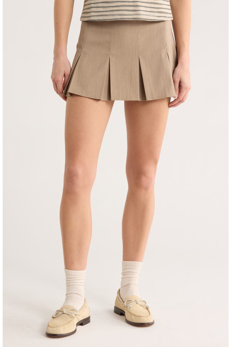 Ronaso Pleat Miniskirt, Main, color, LIGHT BROWN