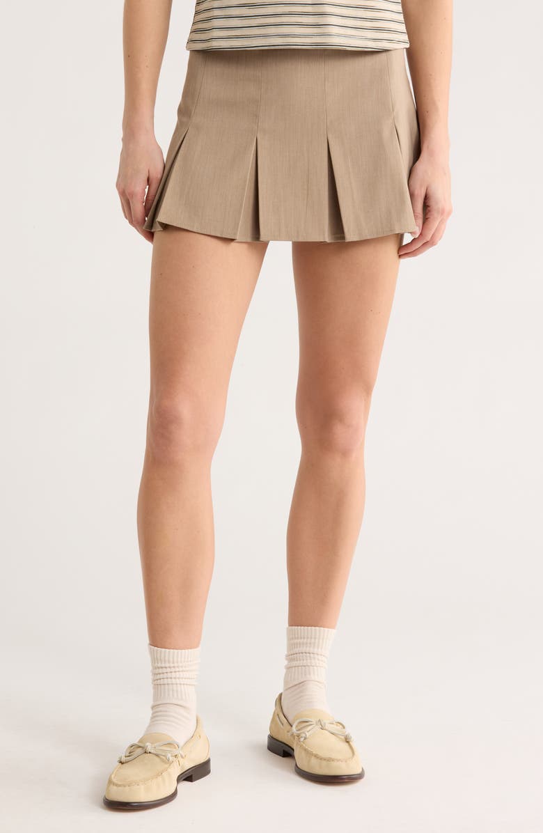 Motel Ronaso Pleat Miniskirt, Main, color, Light Brown