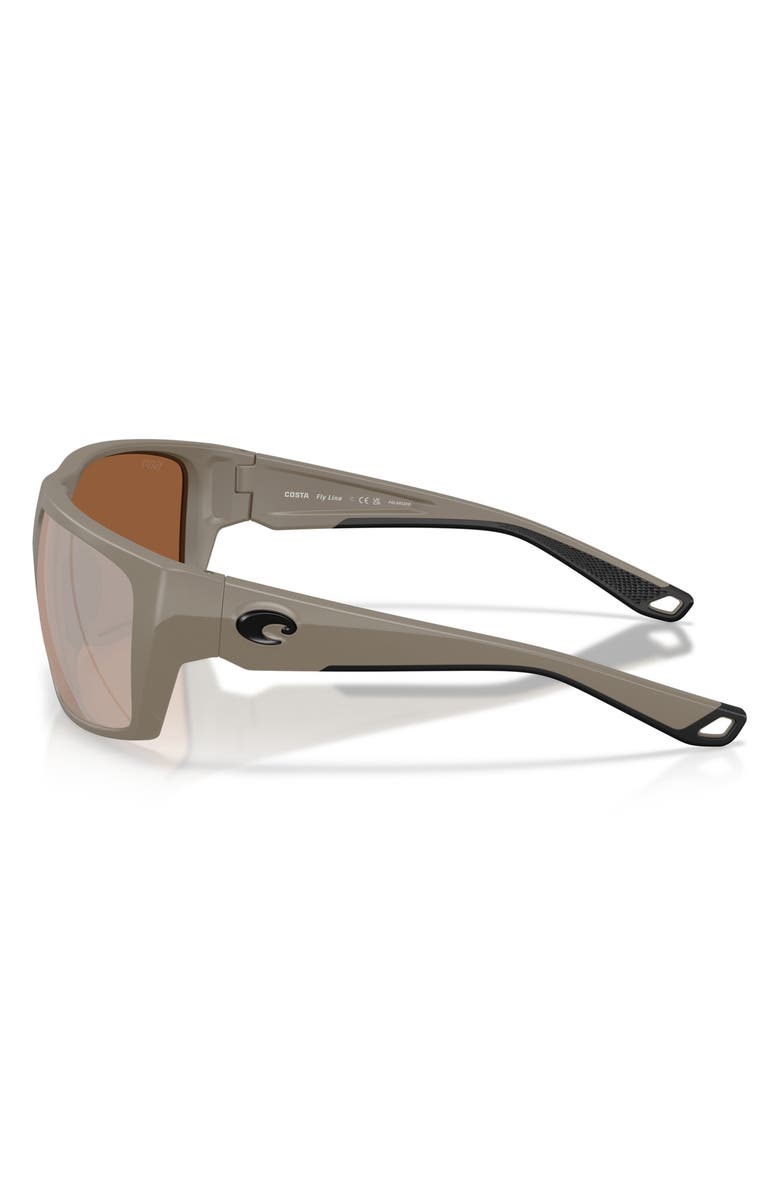Costa Del Mar Fly Line 64mm Polarized Oversized Rectangular Lenses, Alternate, color, Sand / Copper Silver