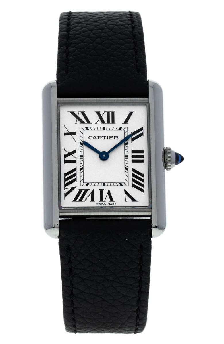 Watchfinder & Co. Cartier Preowned Tank Must Leather Strap Watch, 26mm, Main, color,