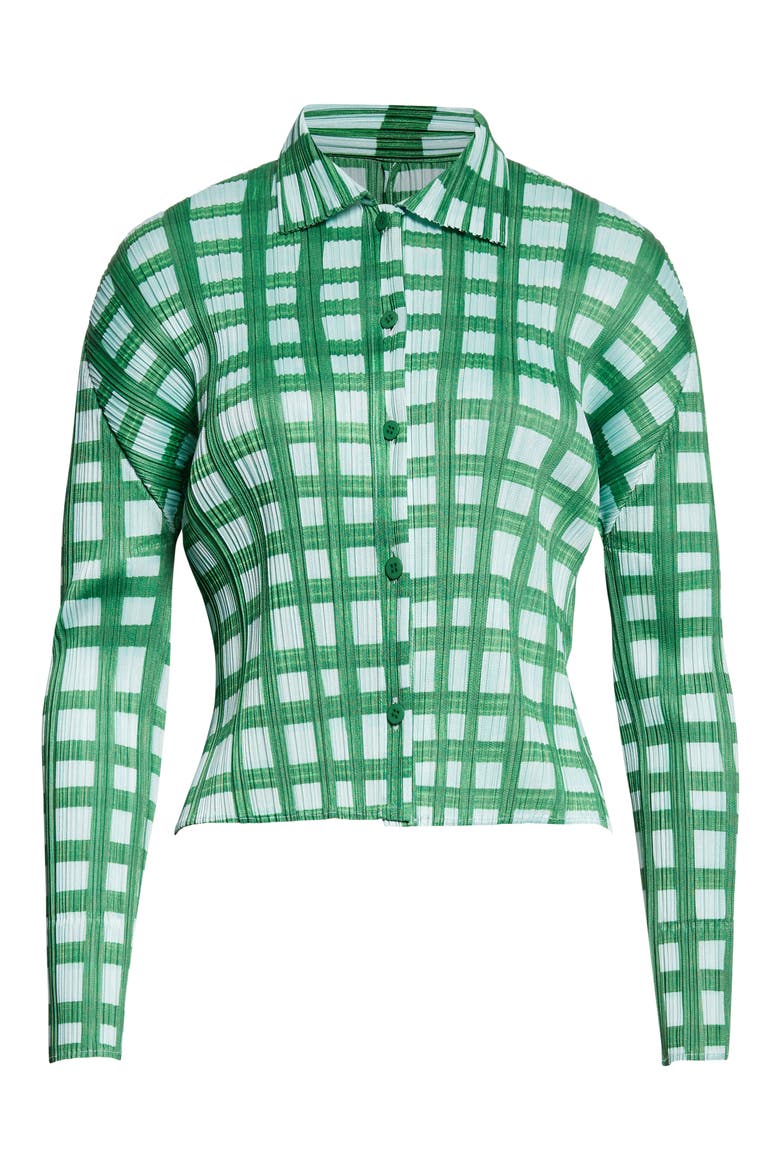 Basket Print Pleated Cardigan, Alternate, color, GREEN