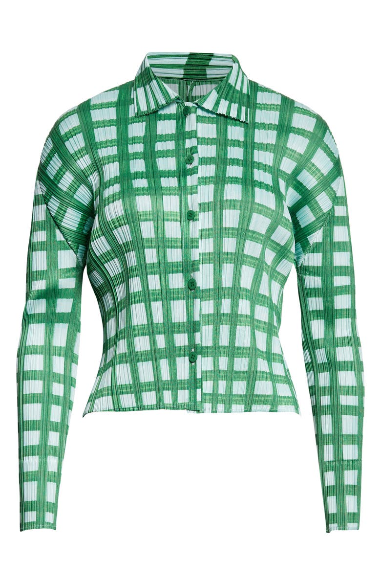 Issey Miyake Basket Print Pleated Cardigan, Alternate, color, Green