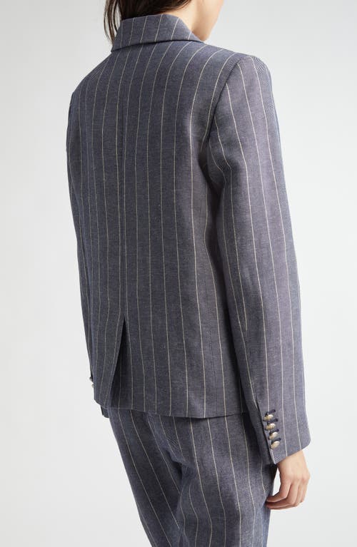 Eleventy Pinstripe Double Breasted Blazer In Blue